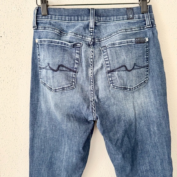 7FAM Dark Wash High Waisted Distressed Skinny Jeans Ankle Length Women's Size 26 - Picture 5 of 6